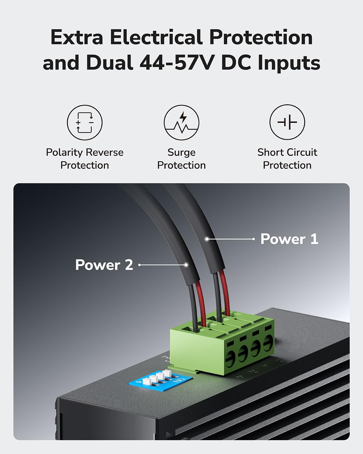 Cudy 8 Port Gigabit PoE Industrial Network Switch, 802.3 at/af PoE, DIN-Rail Switch IP40 Rated, Polarity Reverse Protection, Short Circuit Protection, Broadcast Storm Prevention, IG1008P - Image 4