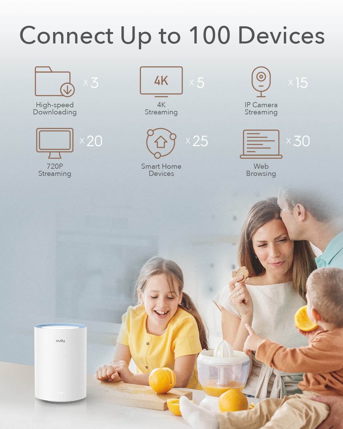 Cudy M1200 2-Pack AC1200 Whole Home Mesh WiFi System, AC1200 Dual Band WiFi Router, Range Extender, VPN, Ipv6, Ddns - Image 4
